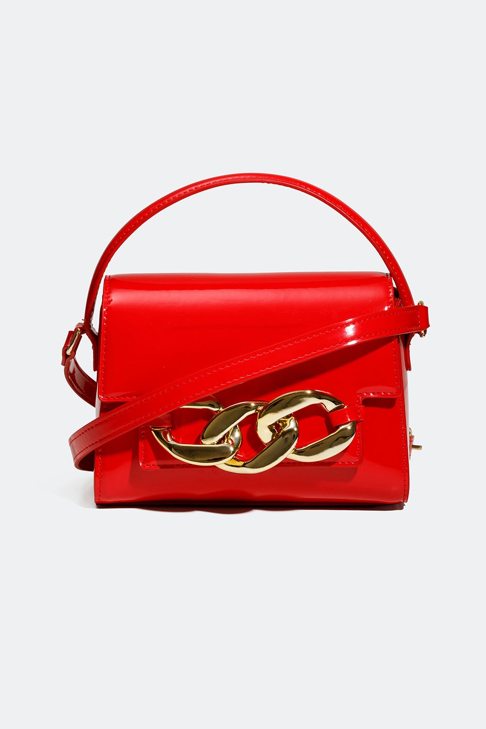 Punainen kiiltävä laukku, jossa ketjuyksityiskohta ryhmässä Laukut / Olkalaukut @ Glitter (172000456000)