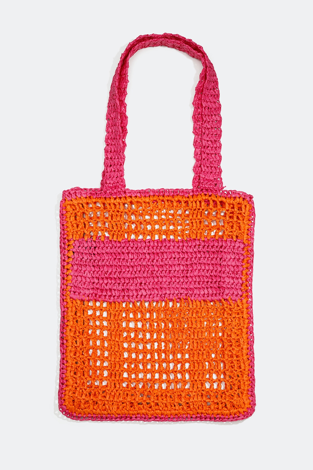 Oranssi ja vaaleanpunainen olkinen shopper-laukku ryhmässä Laukut / Shopperit @ Glitter (172000785400)