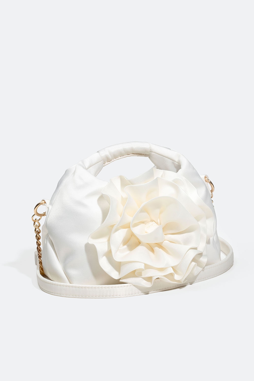 Valkoinen laukku kukkakoristeella ryhmässä Laukut / Olkalaukut @ Glitter (172001153000)
