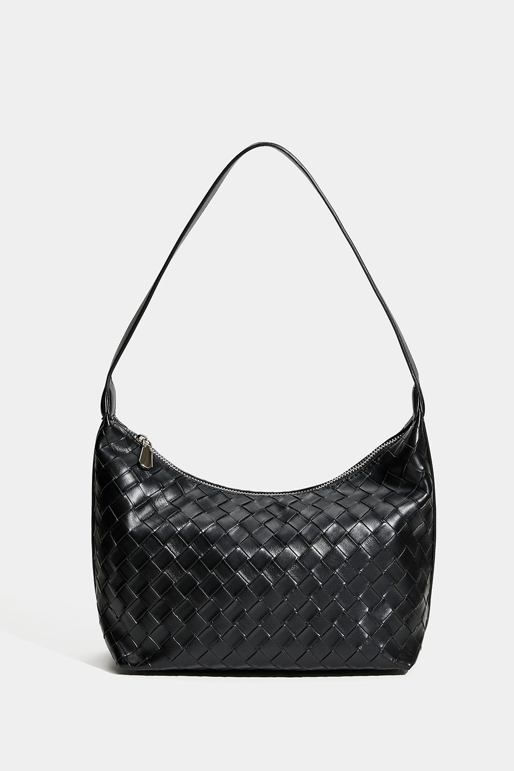 Musta käsilaukku, jossa punottu pinta ryhmässä Laukut / Olkalaukut @ Glitter (172001519000)