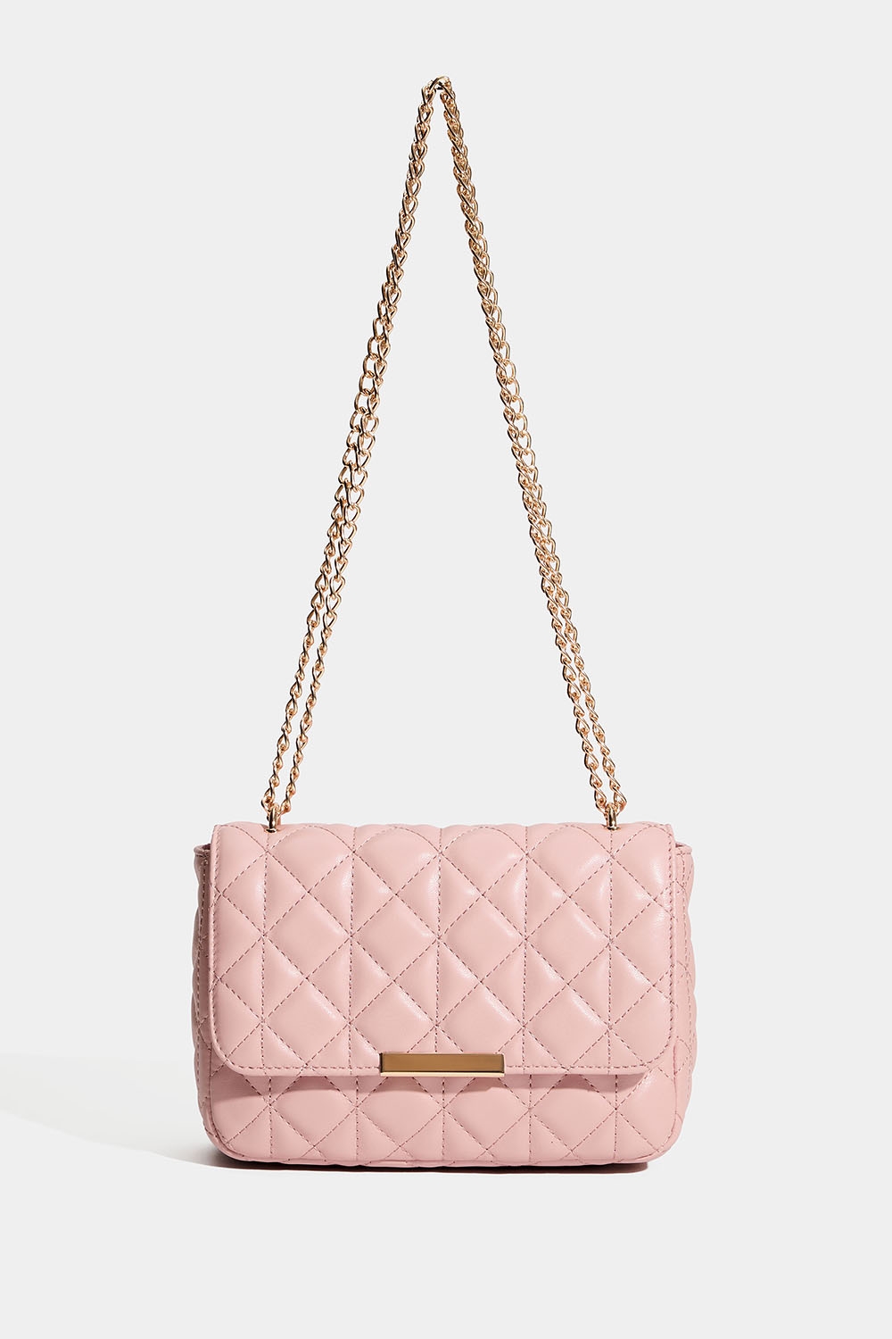 Vaaleanpunainen laukku, jossa on tikattu kuvio ja kullanvärinen olkahihna. ryhmässä Laukut / Olkalaukut @ Glitter (172002015000)