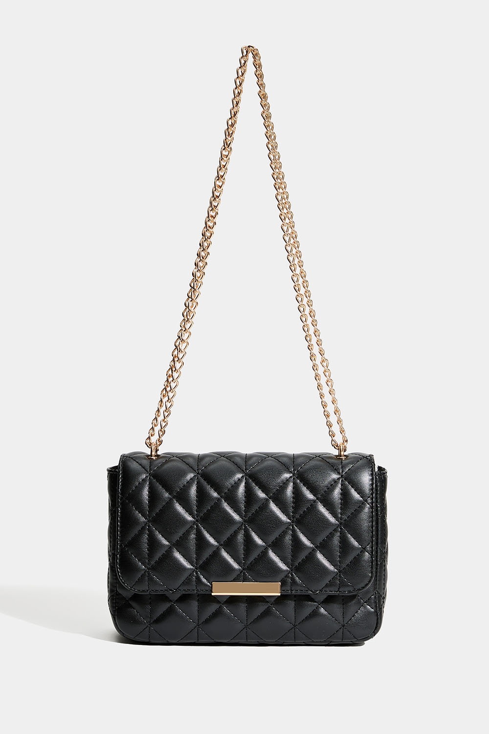 Musta laukku, jossa on tikattu malli ja kullanvärinen olkahihna. ryhmässä Laukut / Olkalaukut @ Glitter (172002019000)