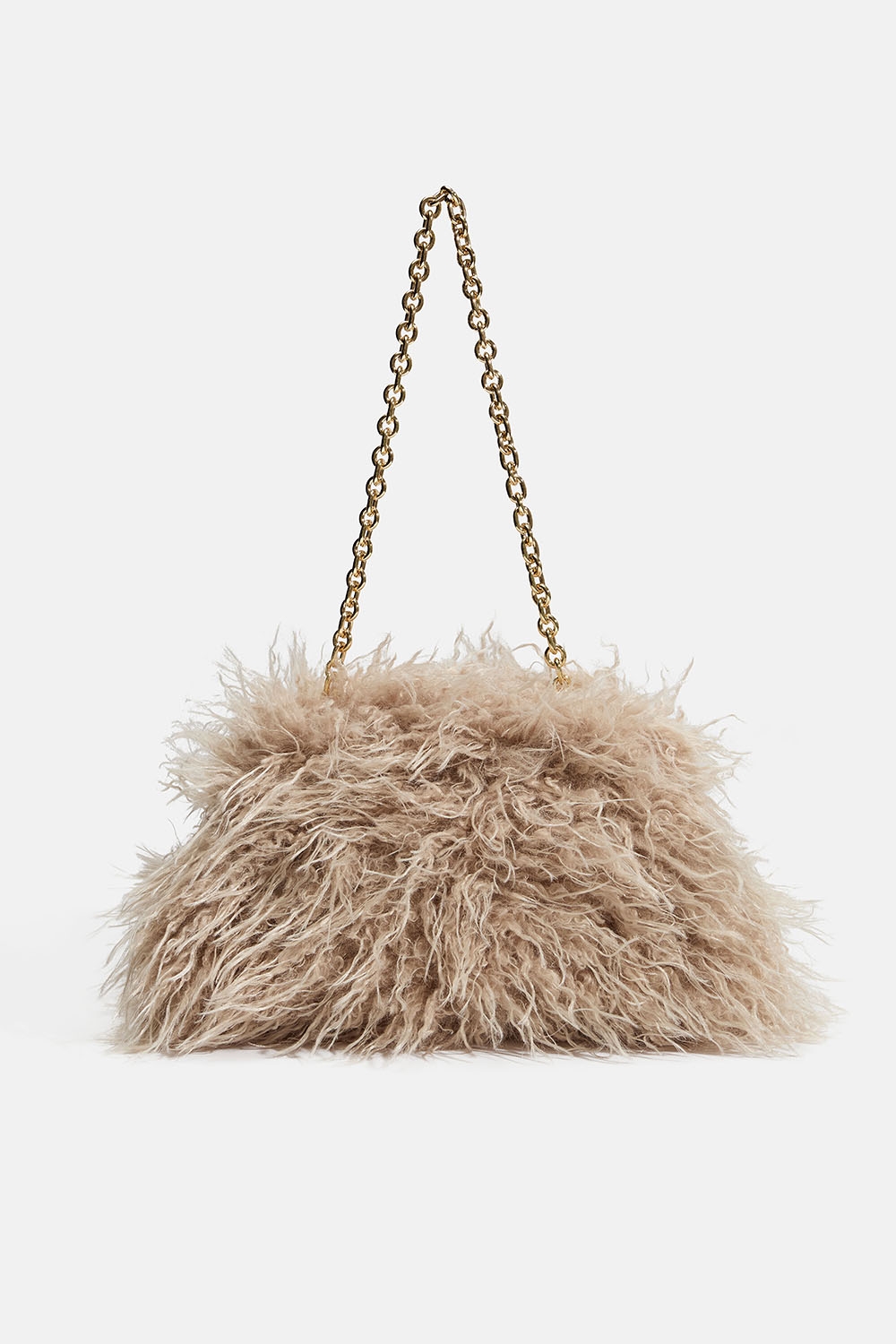 Beige clutch-laukku pehmeästä tekoturkiksesta ryhmässä Laukut / Kirjekuorilaukut @ Glitter (172002148300)