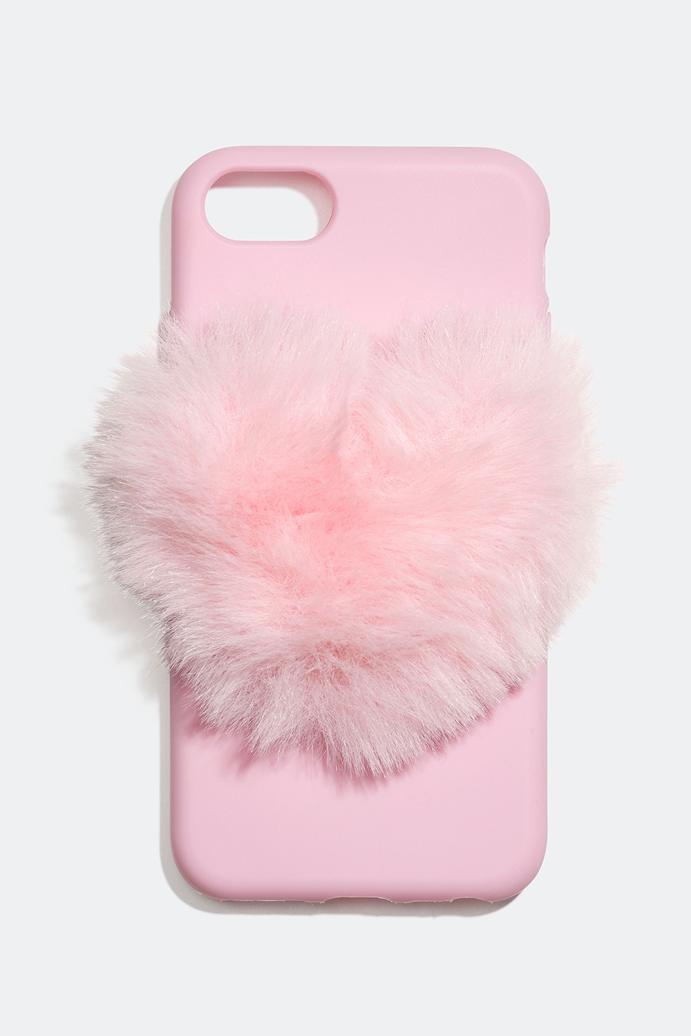 Vaaleanpunainen kännykkäkuori, jossa pörröinen sydän, iPhone 6/7/8 ryhmässä Asusteet / Matkapuhelintarvikkeet / Matkapuhelinkotelot / iPhone 6 / 7 / 8 @ Glitter (174000265406)
