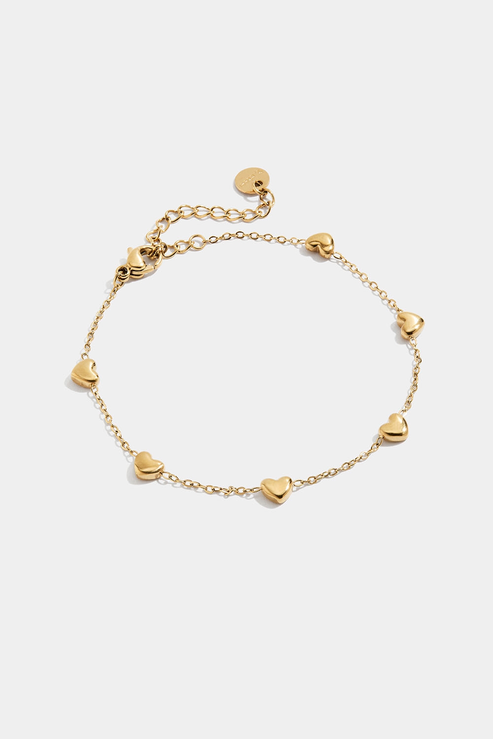 Ohut teräksinen ranneketju, joissa 18k kultaus ja pieni sydän ryhmässä Store week / @ Glitter (251001542002)