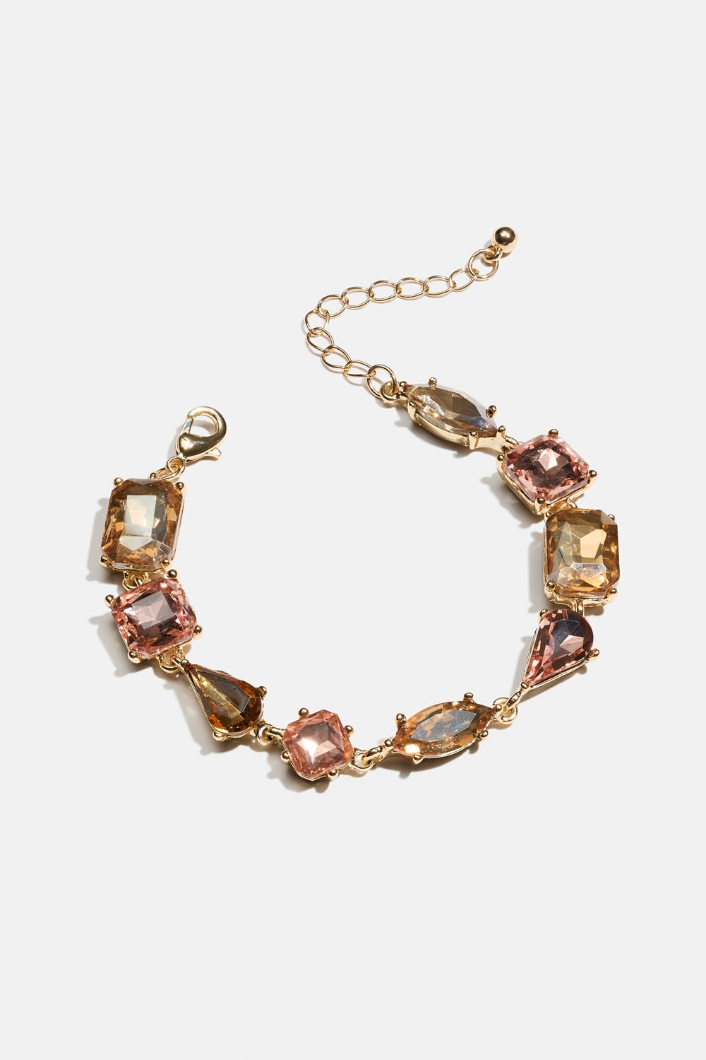 Rannerengas, jossa on vaaleanpunaisia, ruskeita ja begeinvärisiä lasikiviä ryhmässä Korut / Rannekorut / Strassirannekorut @ Glitter (251001868402)