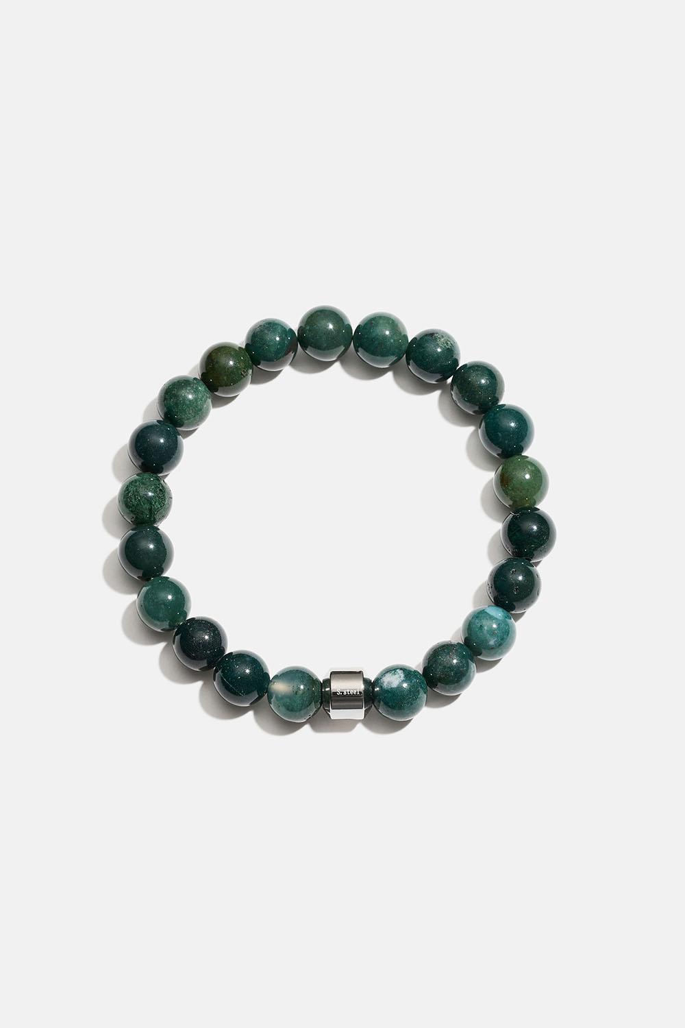 Vihreistä jaspis-kivistä ja teräshelmestä koostuva rannekoru ryhmässä Korut / Unisex @ Glitter (251002167597)