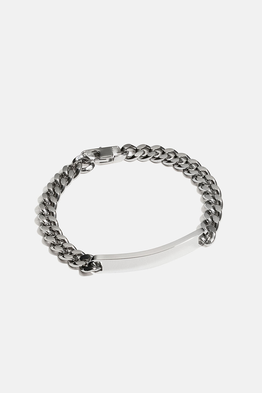 Leveä ketjurannekoru teräslevyllä ryhmässä Teräs / Teräksiset rannekorut @ Glitter (2510021916)