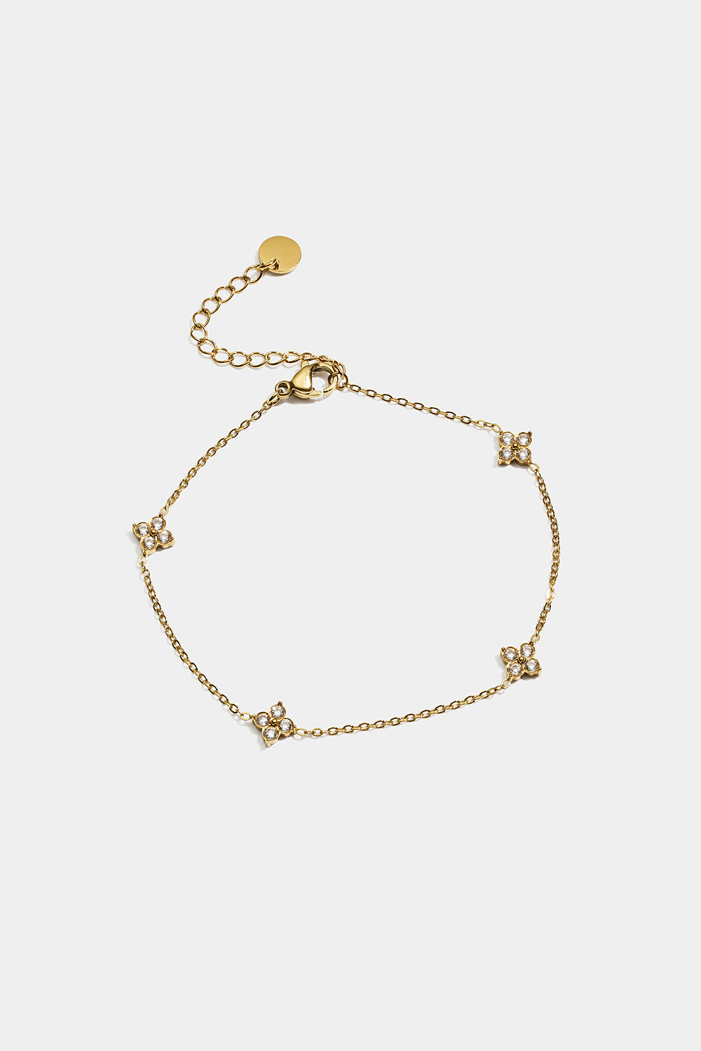 18k kullalla päällystetystä teräksestä valmistettu rannekoru, jossa on pieniä Cubic zirconia -kiviä ryhmässä Stainless Steel / Teräksiset rannekorut @ Glitter (251002392000)
