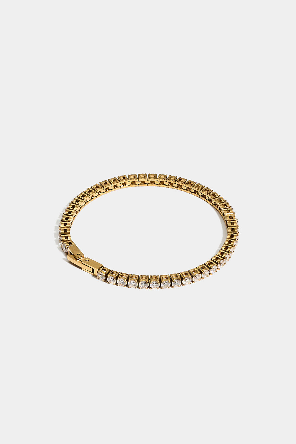 18k kullatusta teräksestä valmistettu leveä tennisrannekoru, jossa on Cubic zirconia -kiviä ryhmässä Stainless Steel / Teräksiset rannekorut @ Glitter (251002402000)
