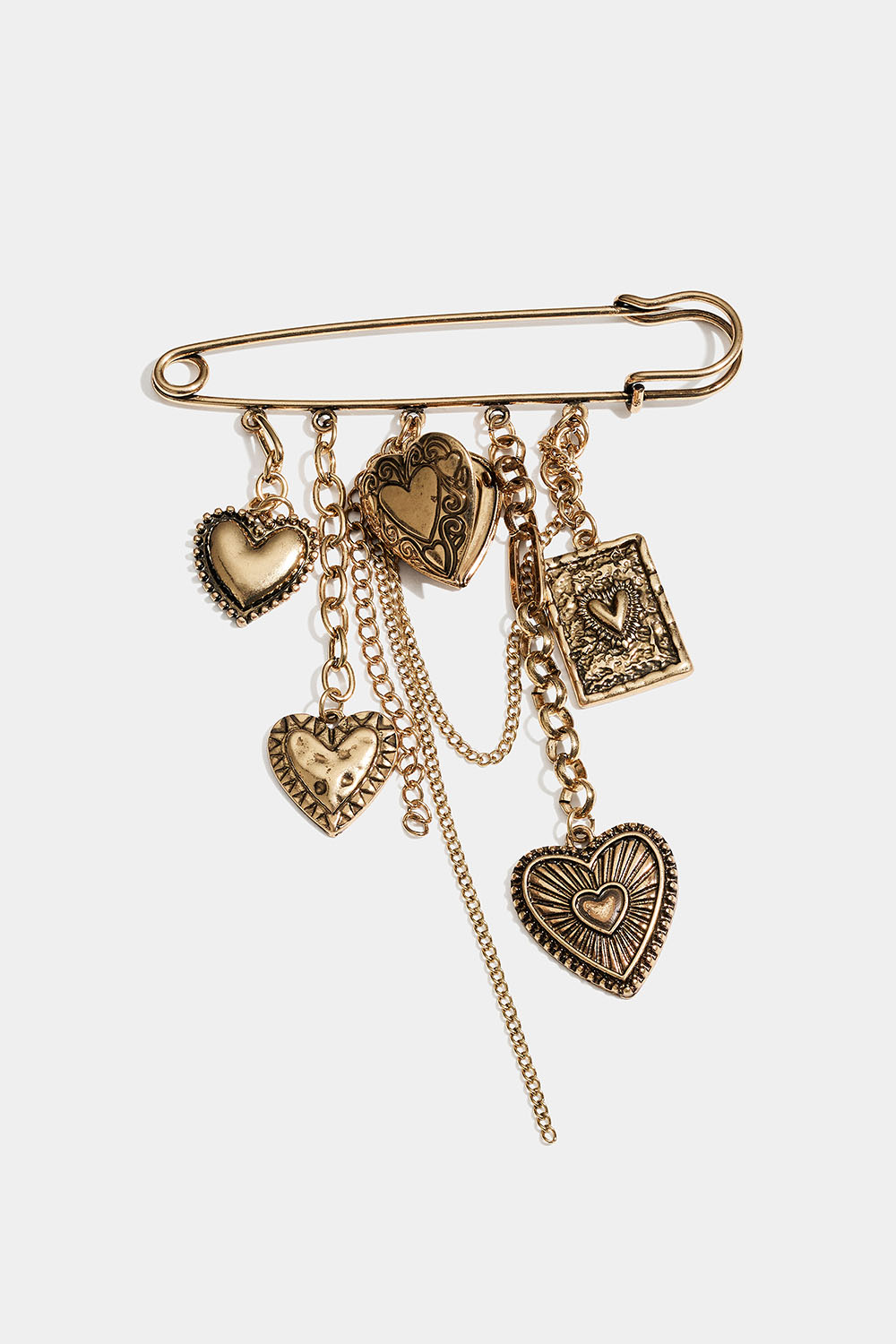 Rintaneula, jossa on hakaneula sydämillä ryhmässä Korut / Rintaneulat @ Glitter (252000222102)