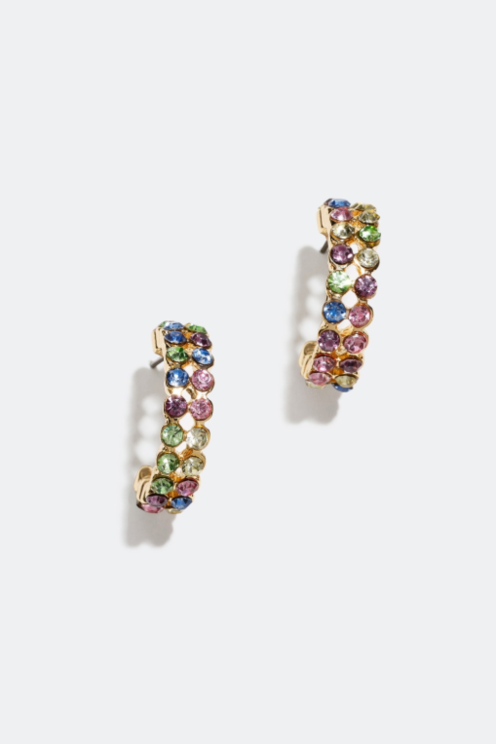 Korvarenkaat, joissa on kaksi riviä värillisiä lasikiviä ryhmässä Korut / Korvakorut / Korvarenkaat @ Glitter (25300098)