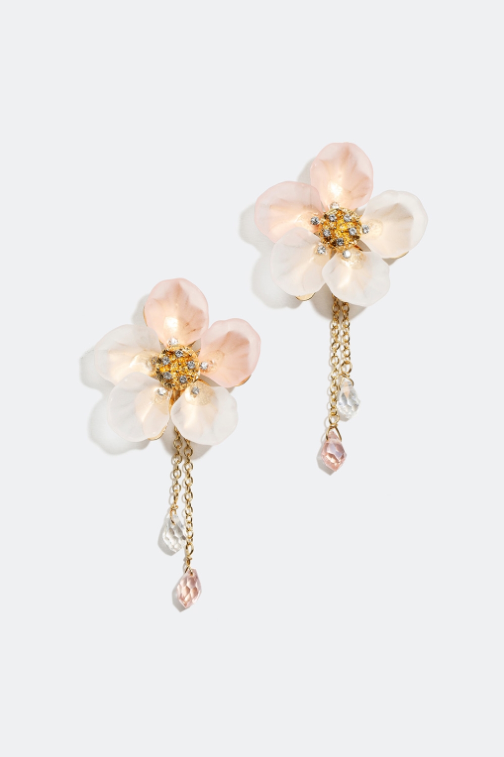 Kaksinkertaiset korvakorut, joissa kukkia ja lasikiviä ryhmässä Kaikki korut / Korvakorut @ Glitter (25300109)