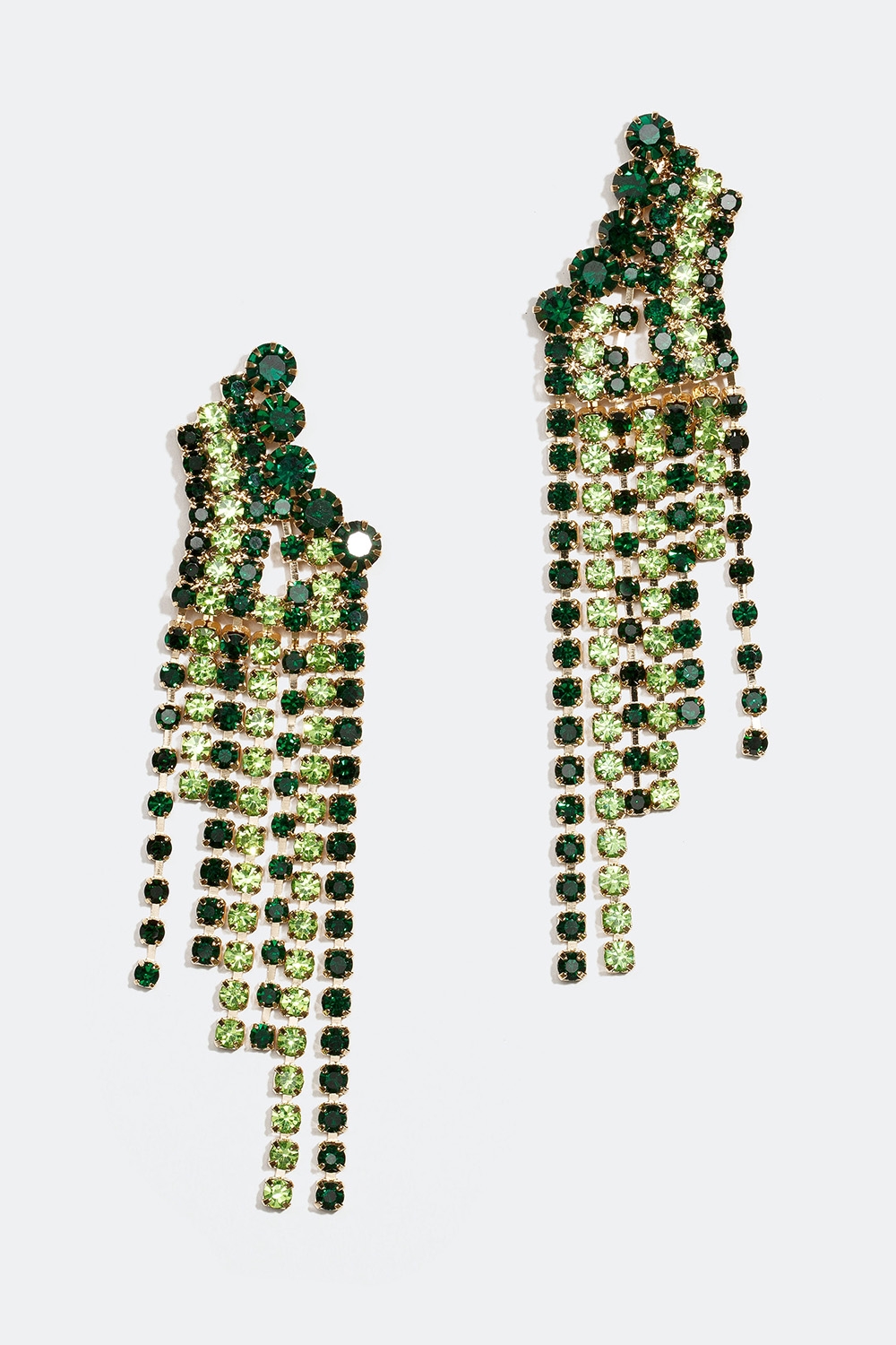 Leveät korvakorut, joissa vihreitä strassilenkkejä ryhmässä Korut / Korvakorut @ Glitter (253002727400)