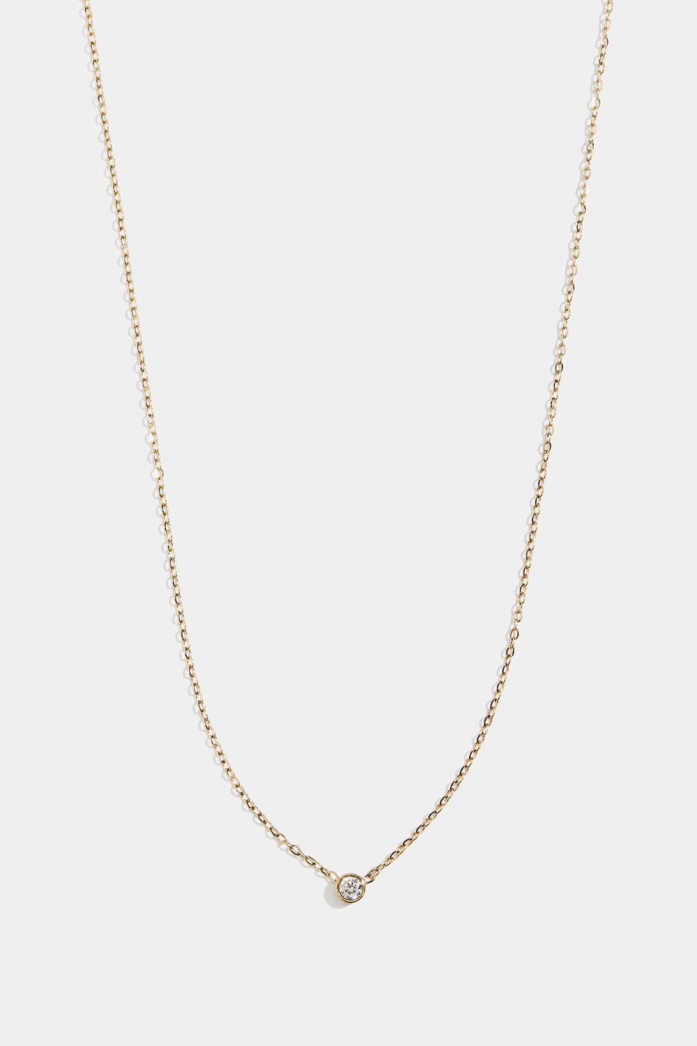 Ohut teräksinen kaulaketju, jossa 18 karaatin kultaus ja Cubic zirkonia -kiviä ryhmässä Teräs / Teräksiset kaulakorut @ Glitter (254002102002)