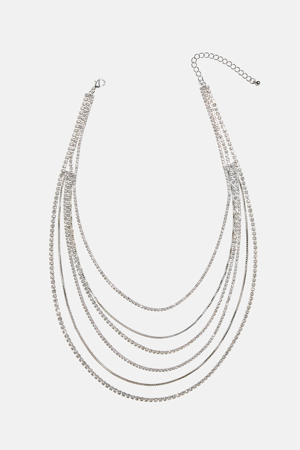 Kerroksellinen kaulakoru, jossa ketjuja ja lasikiviä ryhmässä Korut / Kaulakorut / Strassikaulakorut @ Glitter (254002670201)