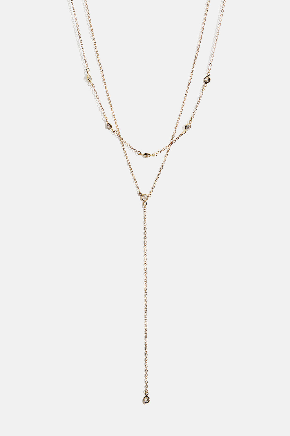 Kaksinkertainen kullanvärinen kaulakoru, jossa pieniä pyöreitä lasikiviä ryhmässä Korut / Kaulakorut / Kaulakorut riipuksella @ Glitter (254002682002)