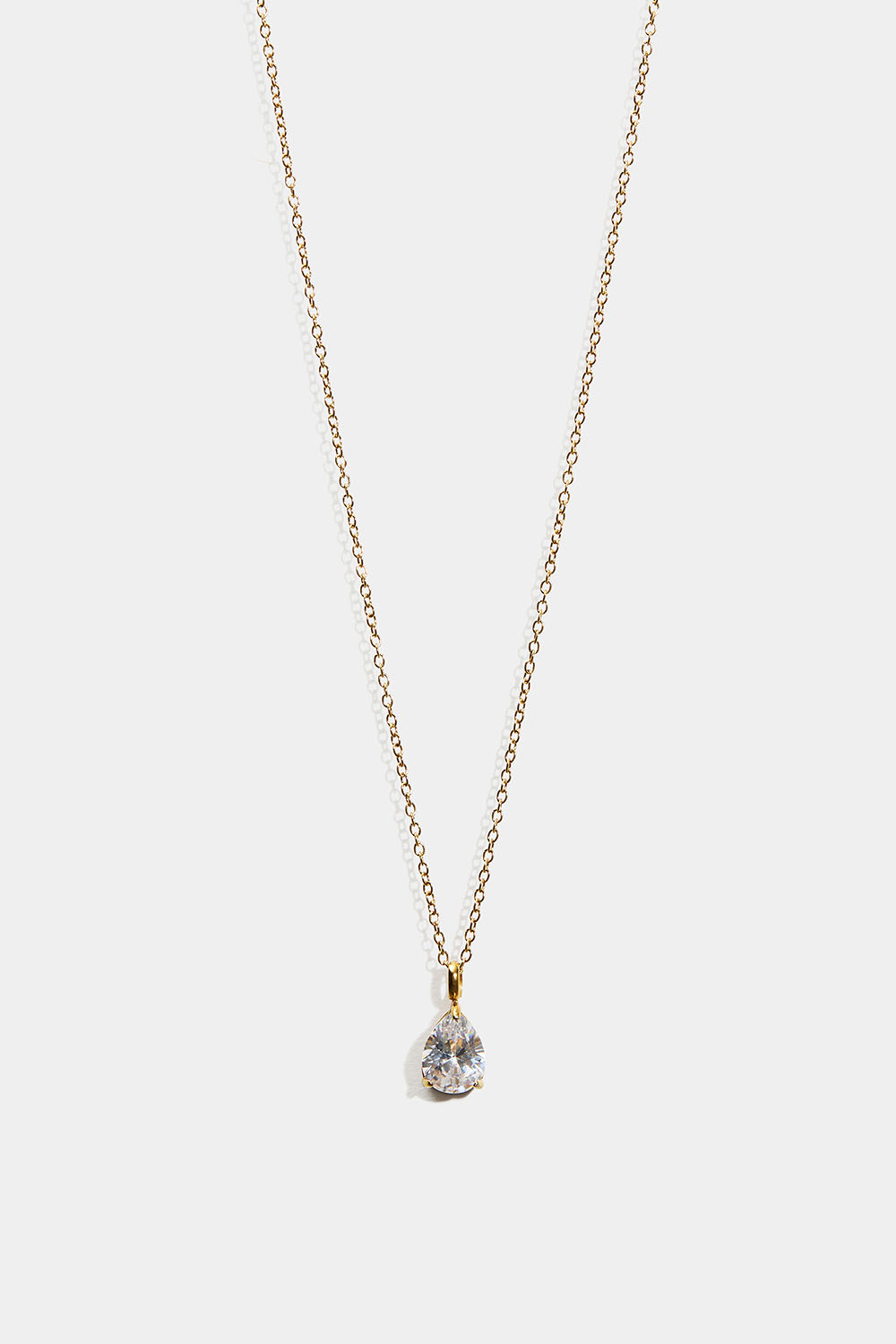 18k kullattu teräskaulaketju, jossa pisaranmuotoinen Cubic zirconia -kivi ryhmässä Stainless Steel / Teräksiset kaulakorut @ Glitter (254002982000)