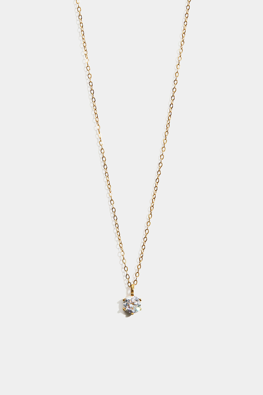 Teräksinen kaulaketju, jossa 18K kultaus ja pyöreä cubic zirkonia -kivi ryhmässä Teräs / Teräksiset kaulakorut @ Glitter (254003022000)