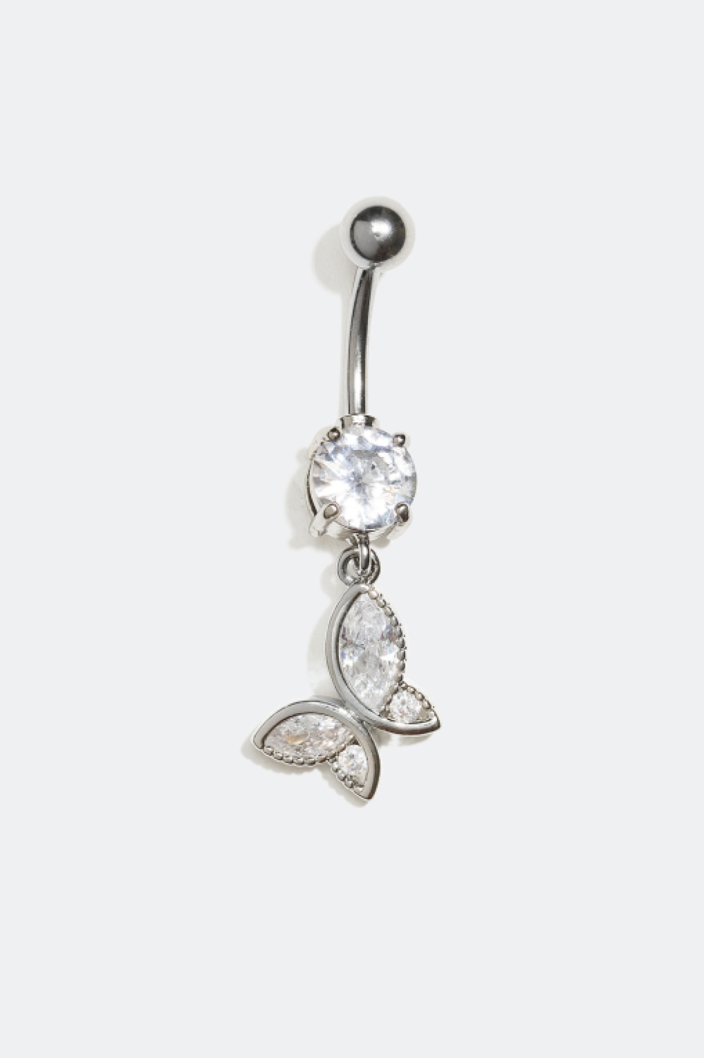 Napalävistys, jossa on Cubic Zirconia -perhonen ryhmässä Korut / Lävistyskorut / Napakorut @ Glitter (25500003)
