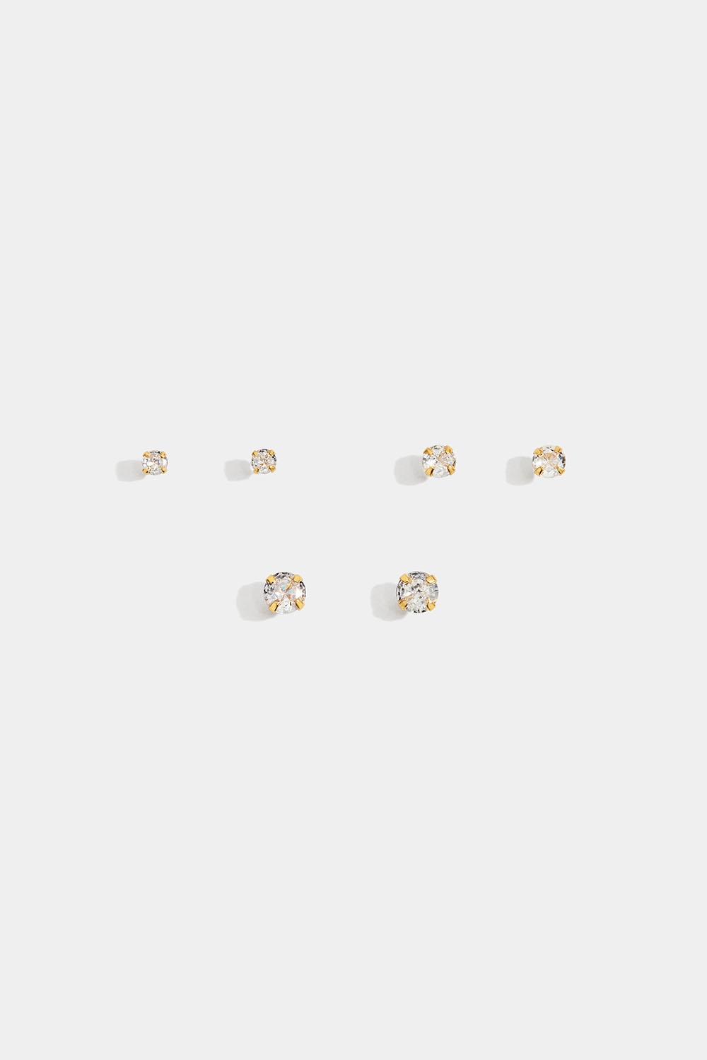 Nappikorvakorut pyöreillä lasikivillä, 18 karaatin kultaus, 4 mm, 3 pa