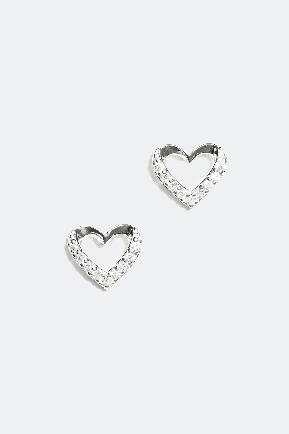 Sydämenmuotoiset nappikorvakorut aitoa hopeaa, koristeltu Cubic Zirconia -kivillä ryhmässä Aitoa Hopeaa / Hopeiset korvakorut @ Glitter (326955)