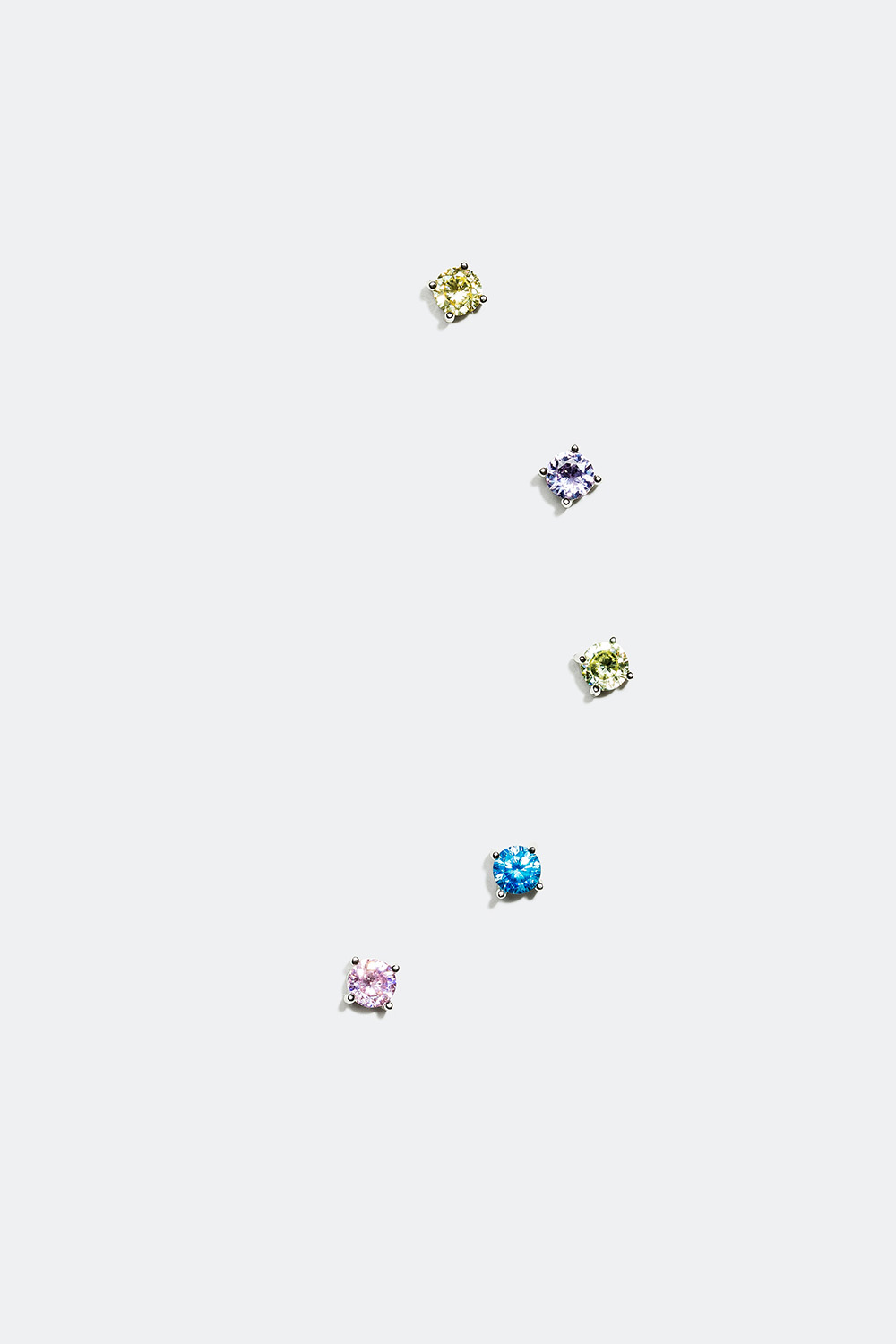 Nappikorvakorut, joissa värjättyjä Cubic Zirconia -kiviä, 5/pakk. ryhmässä Aitoa Hopeaa / Hopeiset korvakorut / Monipakkaus @ Glitter (327606011000)
