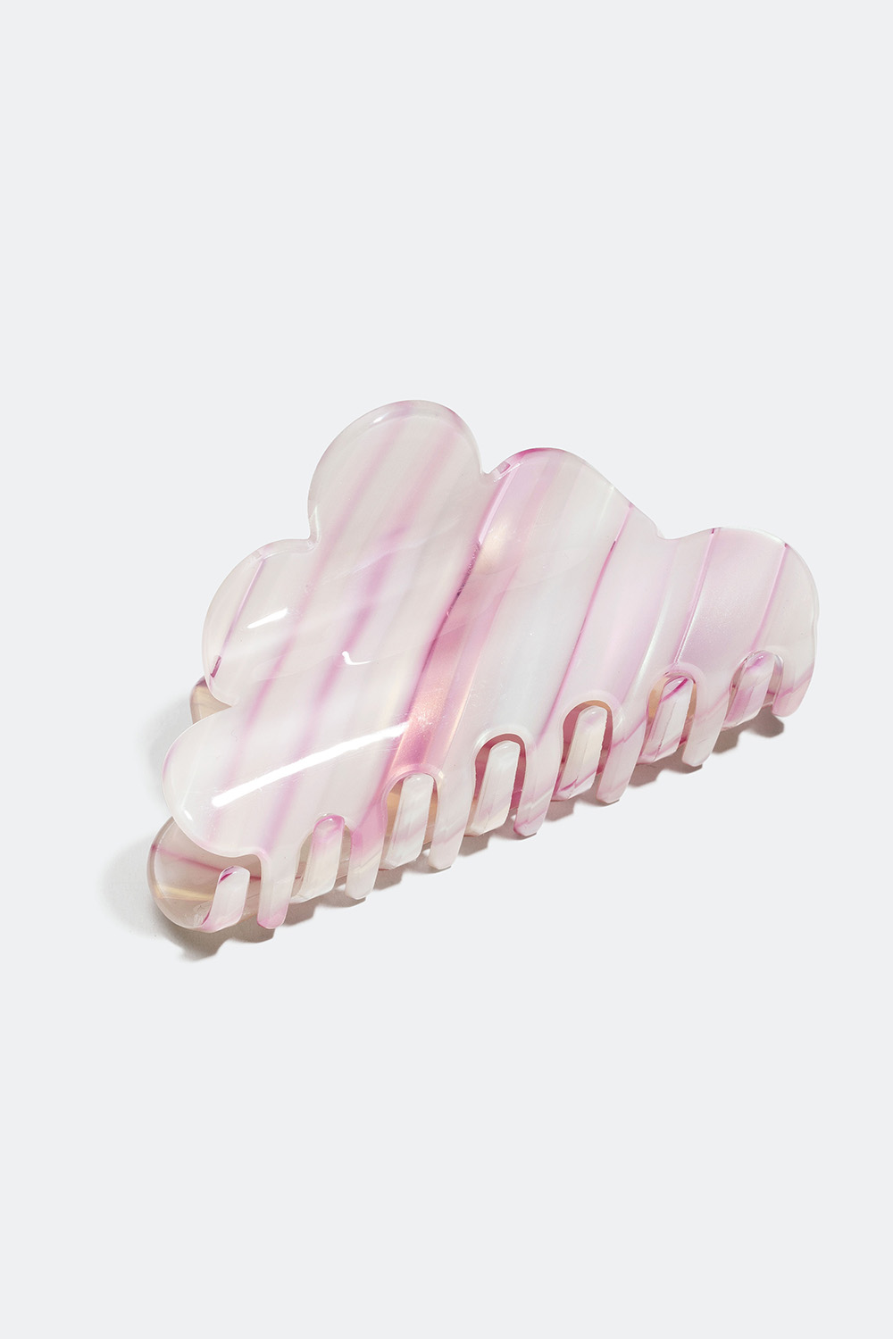 Vaaleanpunaraitainen hiusklipsi, jossa aaltomaiset reunat ryhmässä Hiustuotteet / Hiuspinnit ja -klipsit / Hiusklipsit @ Glitter (331001205400)