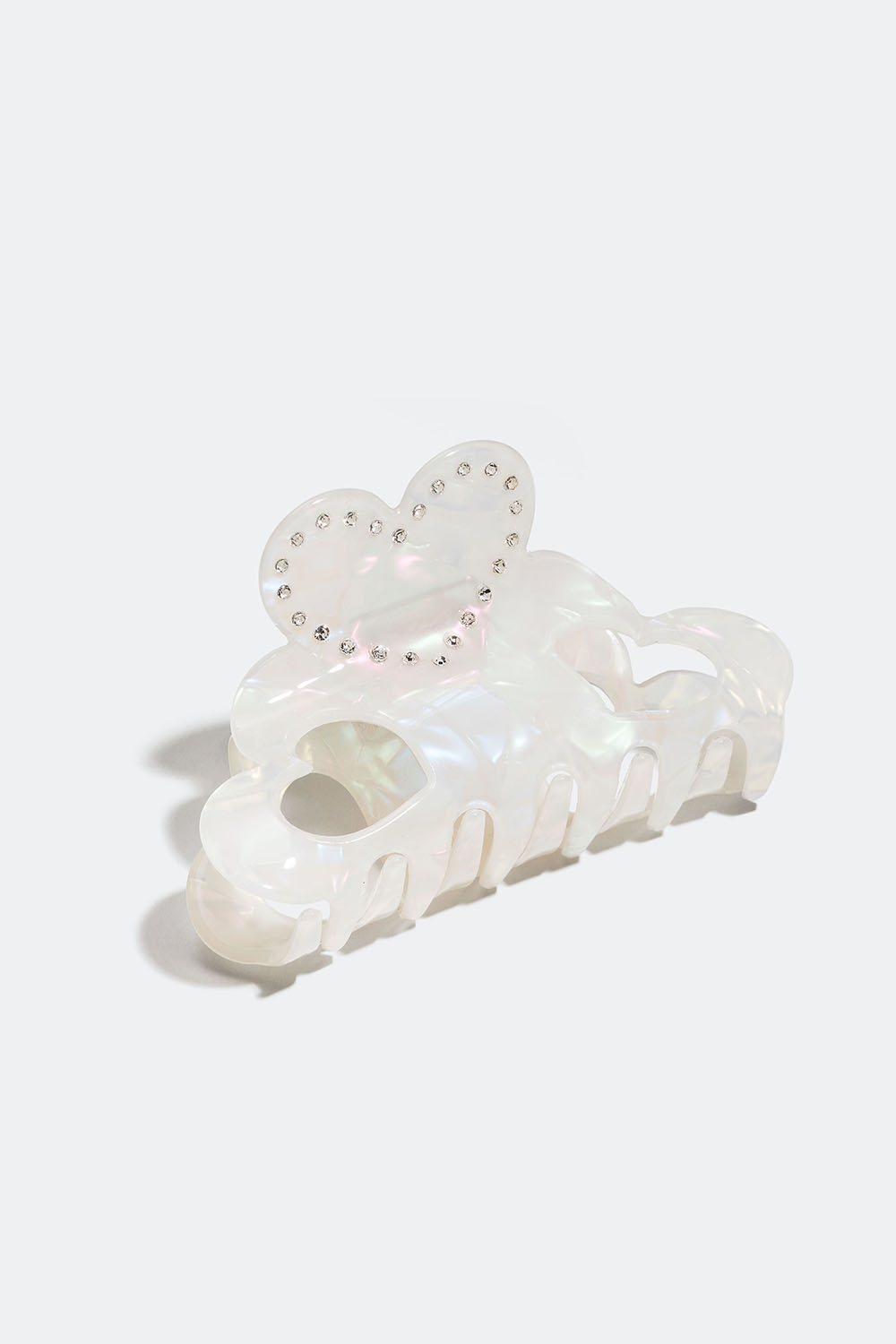 Valkoinen hiussolki sydämellä ja marmoroidulla kuviolla ryhmässä Hiustuotteet / Hiuspinnit ja -klipsit / Hiusklipsit @ Glitter (331001500100)