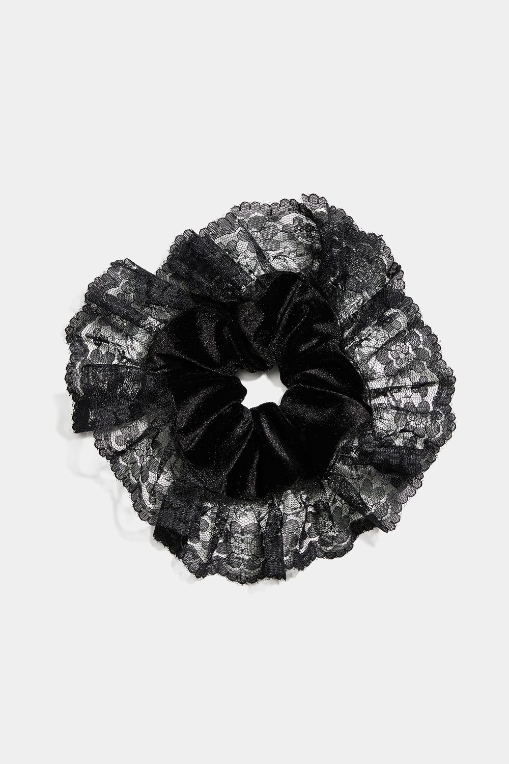 Hiusdonitsi samettia ja pitsiä ryhmässä Hiustuotteet / Scrunchie-hiusdonitsit / Megahiusdonitsit @ Glitter (332001499000)