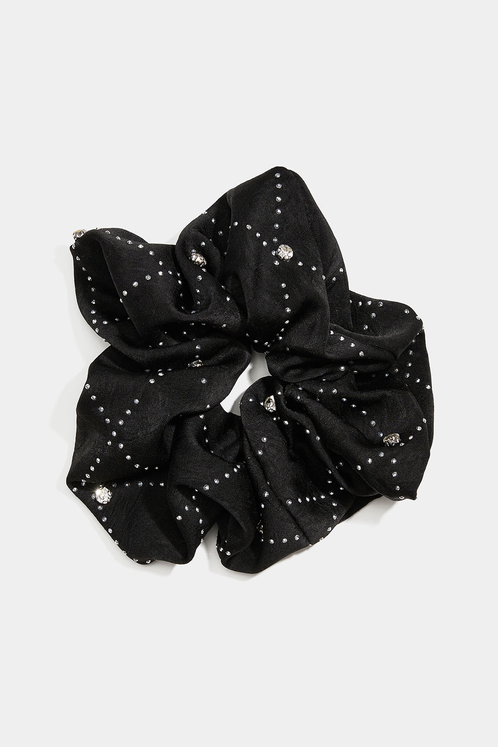 Musta hiusdonitsi, jossa pieniä niittejä ja kiviä ryhmässä Hiustuotteet / Scrunchie-hiusdonitsit / Megahiusdonitsit @ Glitter (332001549000)