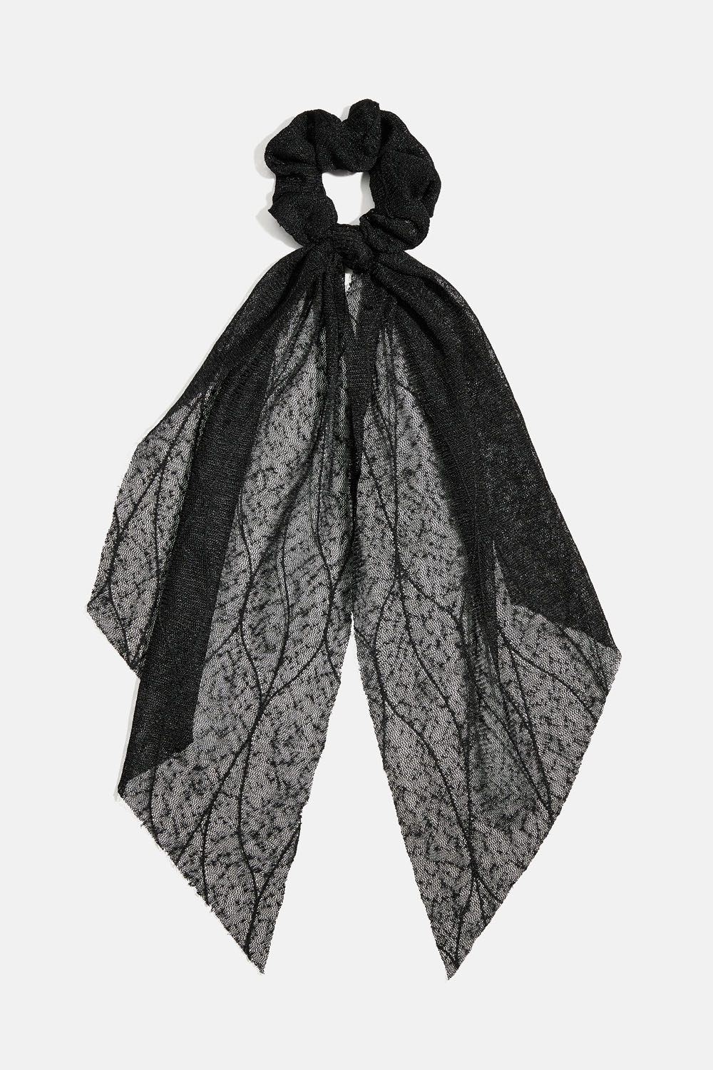 Hännällinen hiusdonitsi mustasta verkkokankaasta ryhmässä Hiustuotteet / Scrunchie-hiusdonitsit / Scrunchiet huivikuvioilla @ Glitter (332001569000)