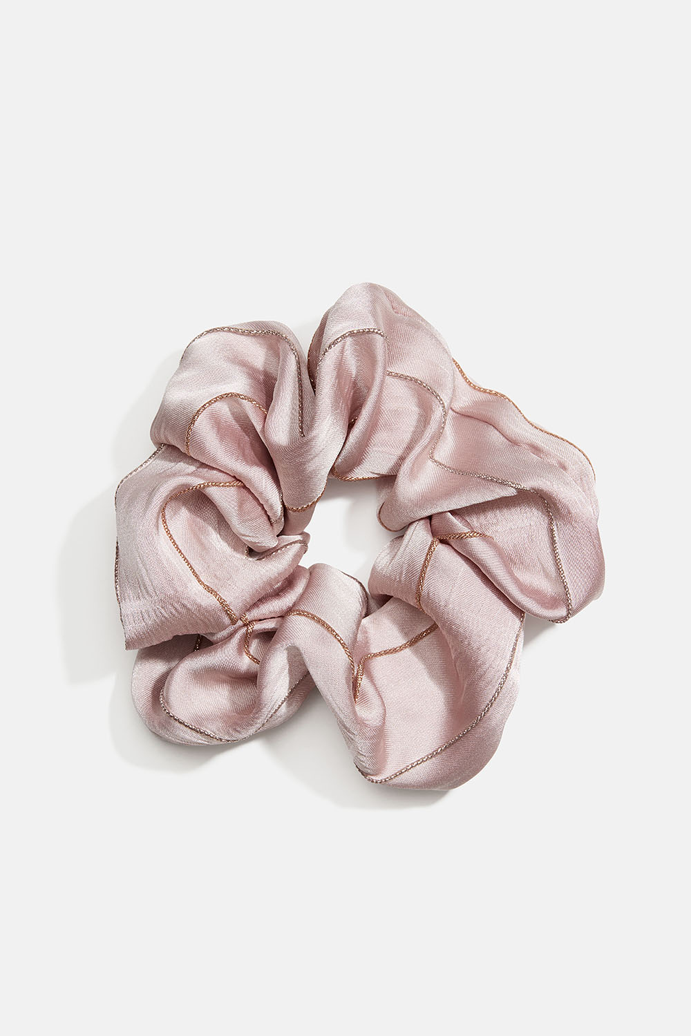 Vanhanroosanvärinen hiusdonitsi, jossa on kullanvärisiä lankoja ryhmässä Hiustuotteet / Scrunchie-hiusdonitsit @ Glitter (332002175100)