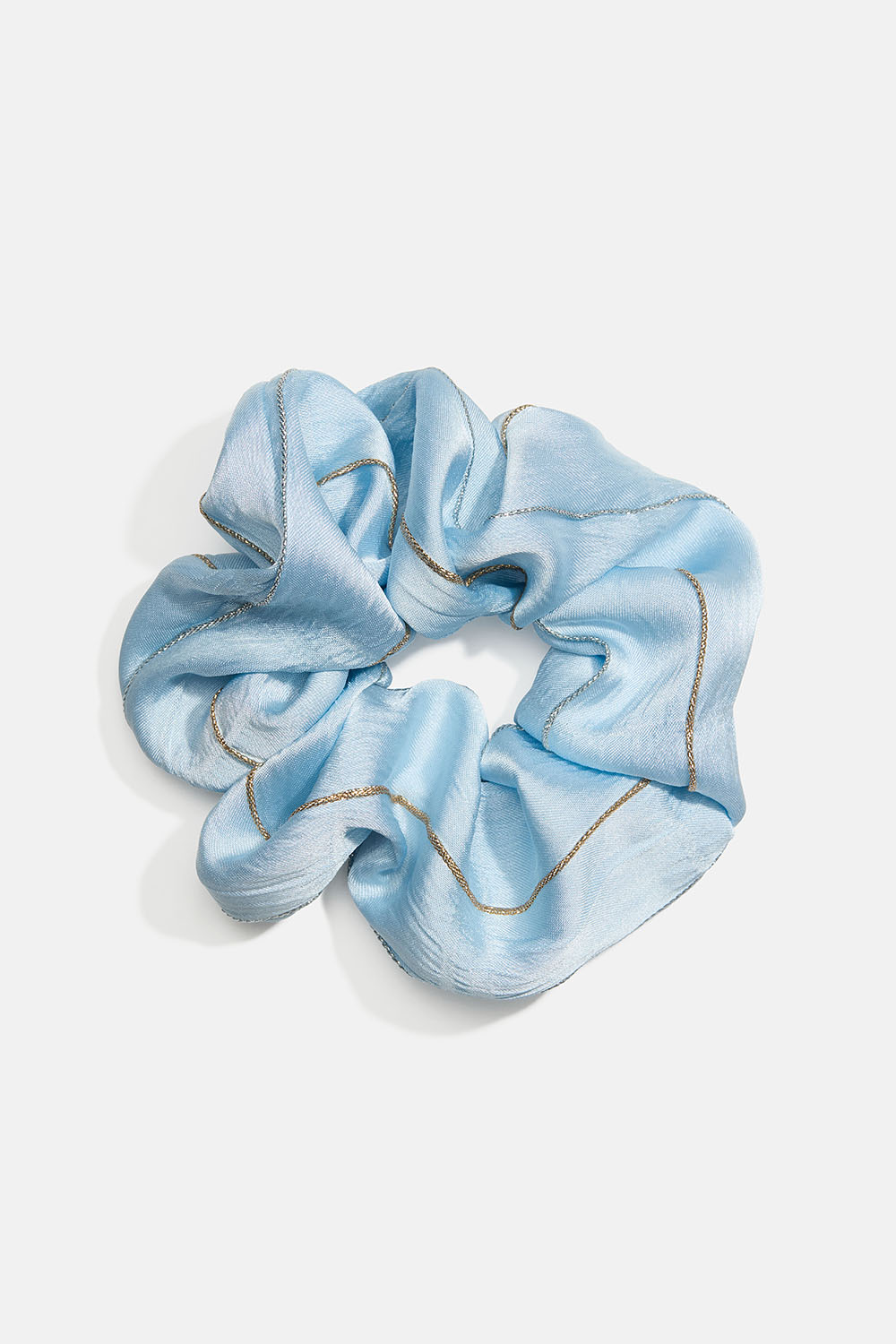Sininen hiusdonitsi, jossa on kullanvärisiä lankoja ryhmässä Hiustuotteet / Scrunchie-hiusdonitsit @ Glitter (332002177100)