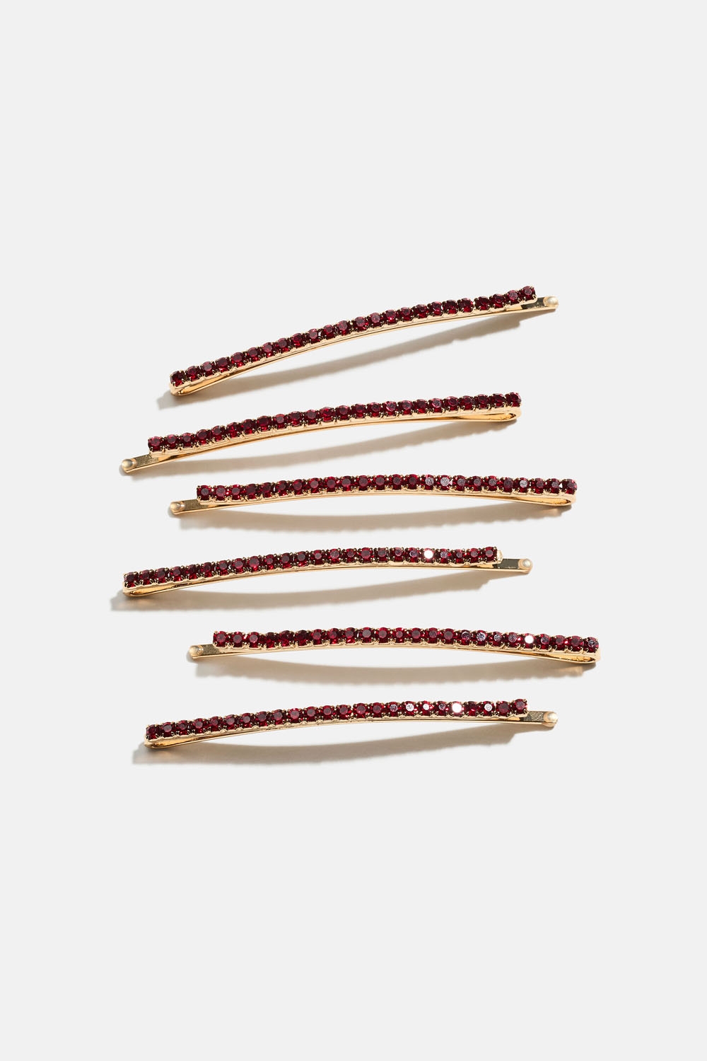 Hiussoljet, joissa punaisia strasseja, 6 kpl ryhmässä Hiustuotteet / Hiuspinnit ja -klipsit / Hiuspinnit @ Glitter (335002076000)