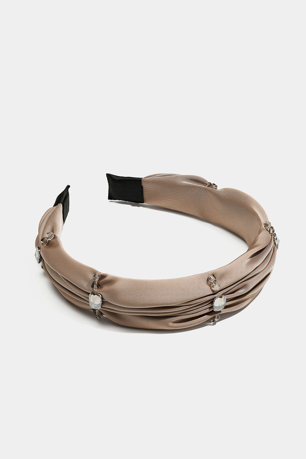 Beige hiuspanta, jossa on rypytetty kangas ja helmiä. ryhmässä Store week / @ Glitter (336001488300)
