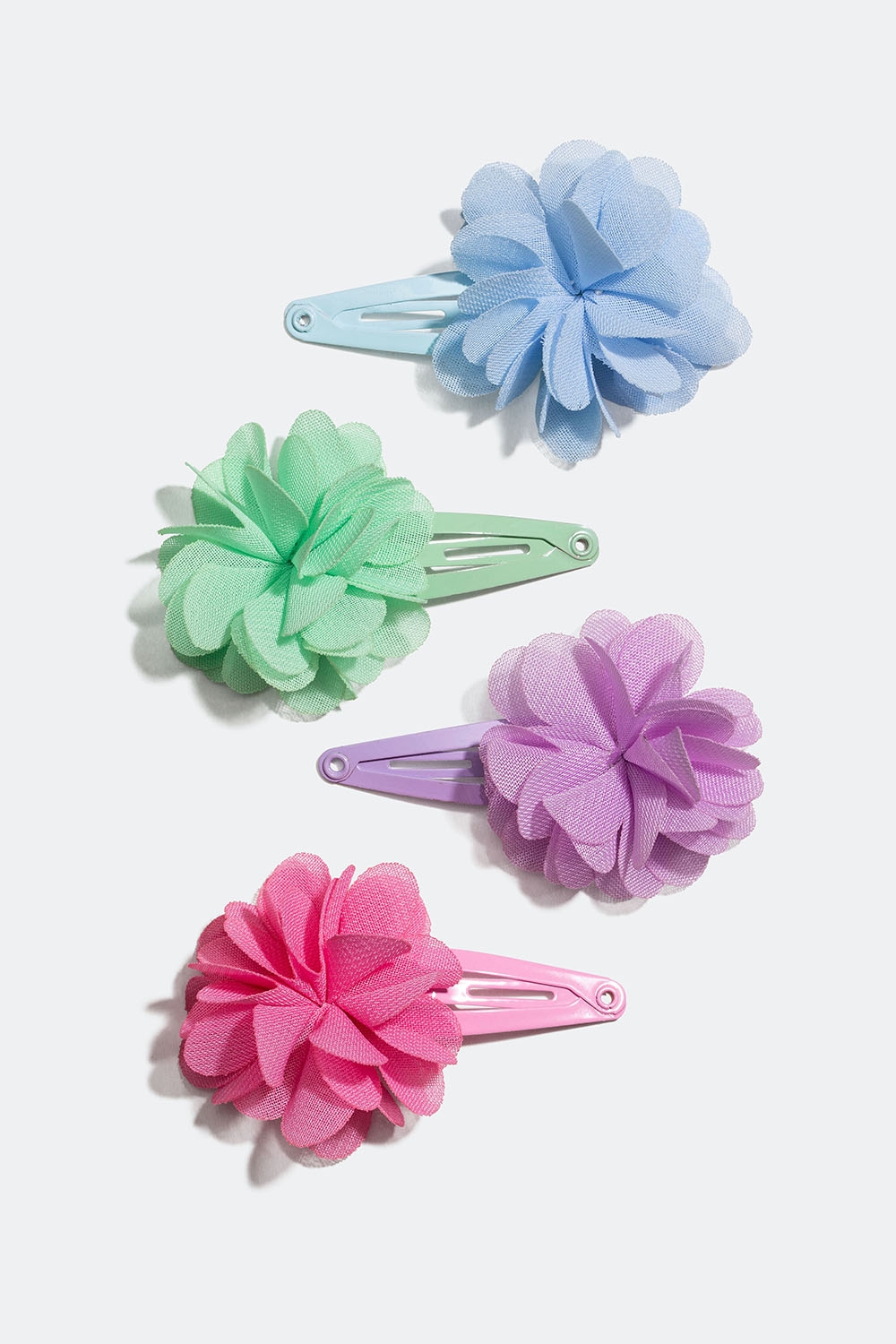 Värikkäät, kukkakuvioiset hiussoljet, 4 kpl/pakk. ryhmässä Lapsille / Lasten hiustuotteet / Lasten hiussoljet @ Glitter (403000099900)