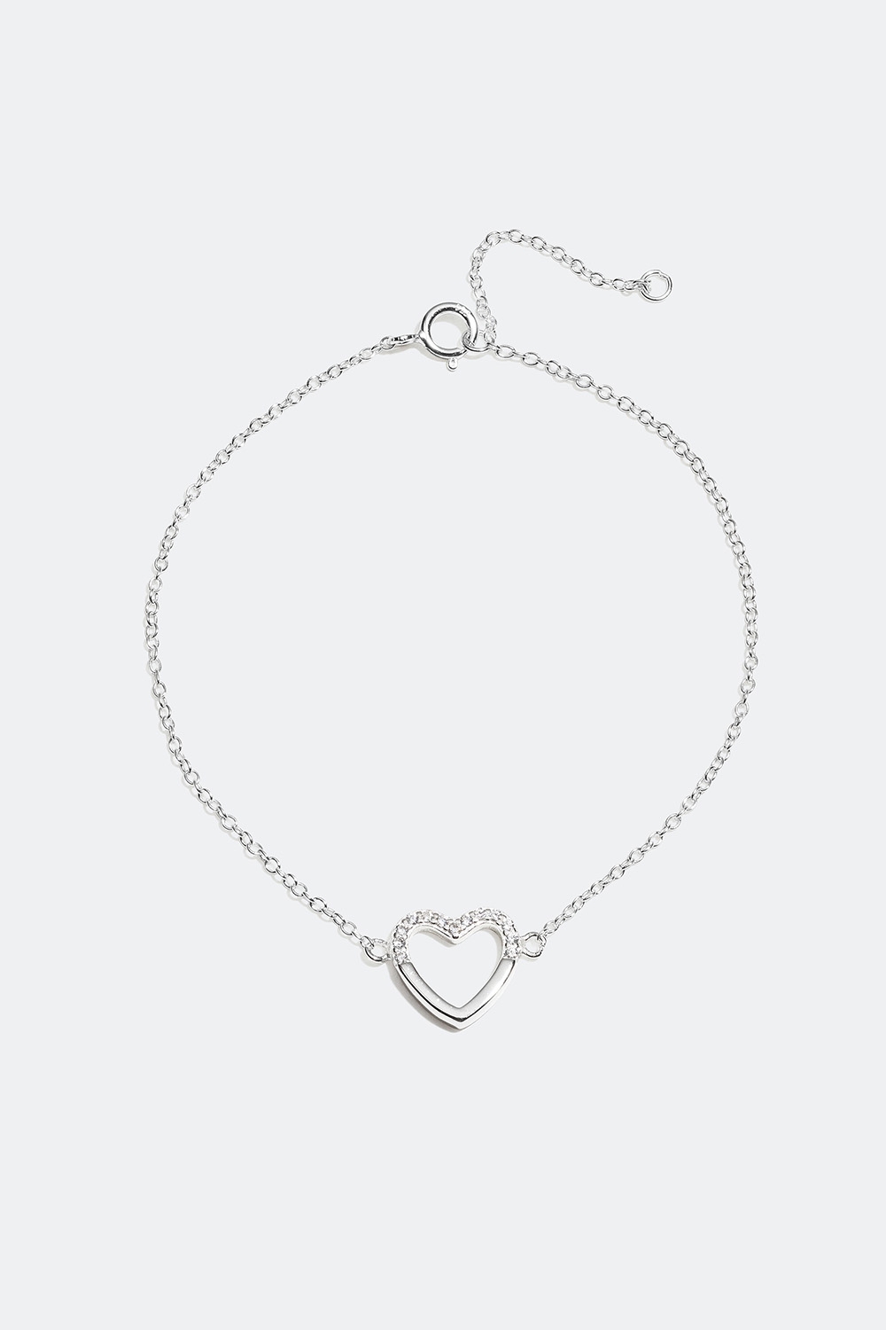 Rannekoru, jossa sydän aitoa hopeaa ja Cubic Zirconia -kivi ryhmässä Aitoa Hopeaa / Hopeiset rannekorut / Kapeat @ Glitter (551000161000)