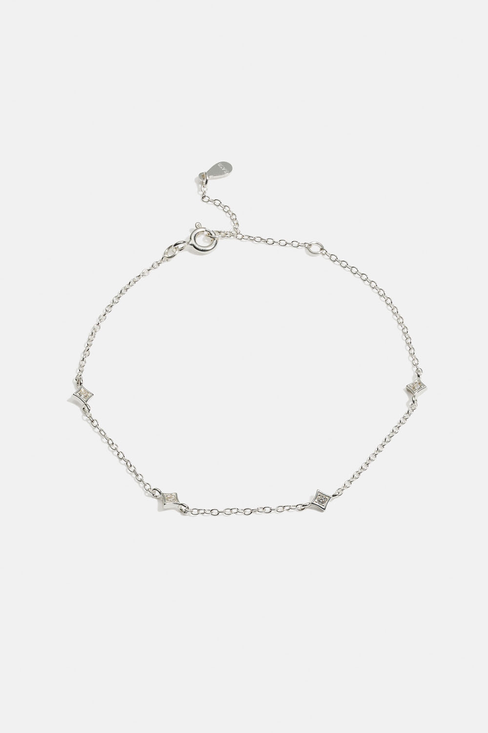 Aito hopearannekoru, jossa neliöitä ja Cubic zirconia -kiviä ryhmässä Aitoa Hopeaa / Hopeiset rannekorut @ Glitter (551000721001)