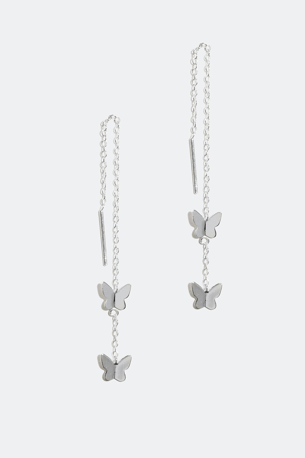Ketjukorvakorut aitoa hopeaa, koristeltu perhosilla ryhmässä Aitoa Hopeaa / Hopeiset korvakorut @ Glitter (55300033)