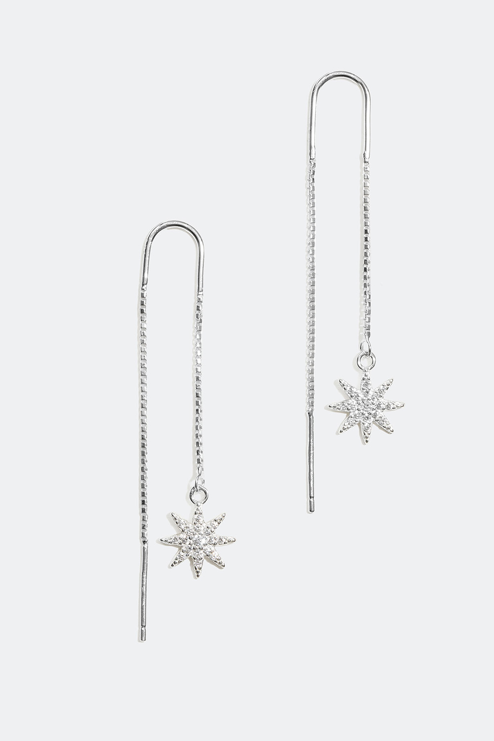 Ketjukorvakorut aitoa hopeaa, koristeltu tähdillä ryhmässä Aitoa Hopeaa / Hopeiset korvakorut @ Glitter (55300111)
