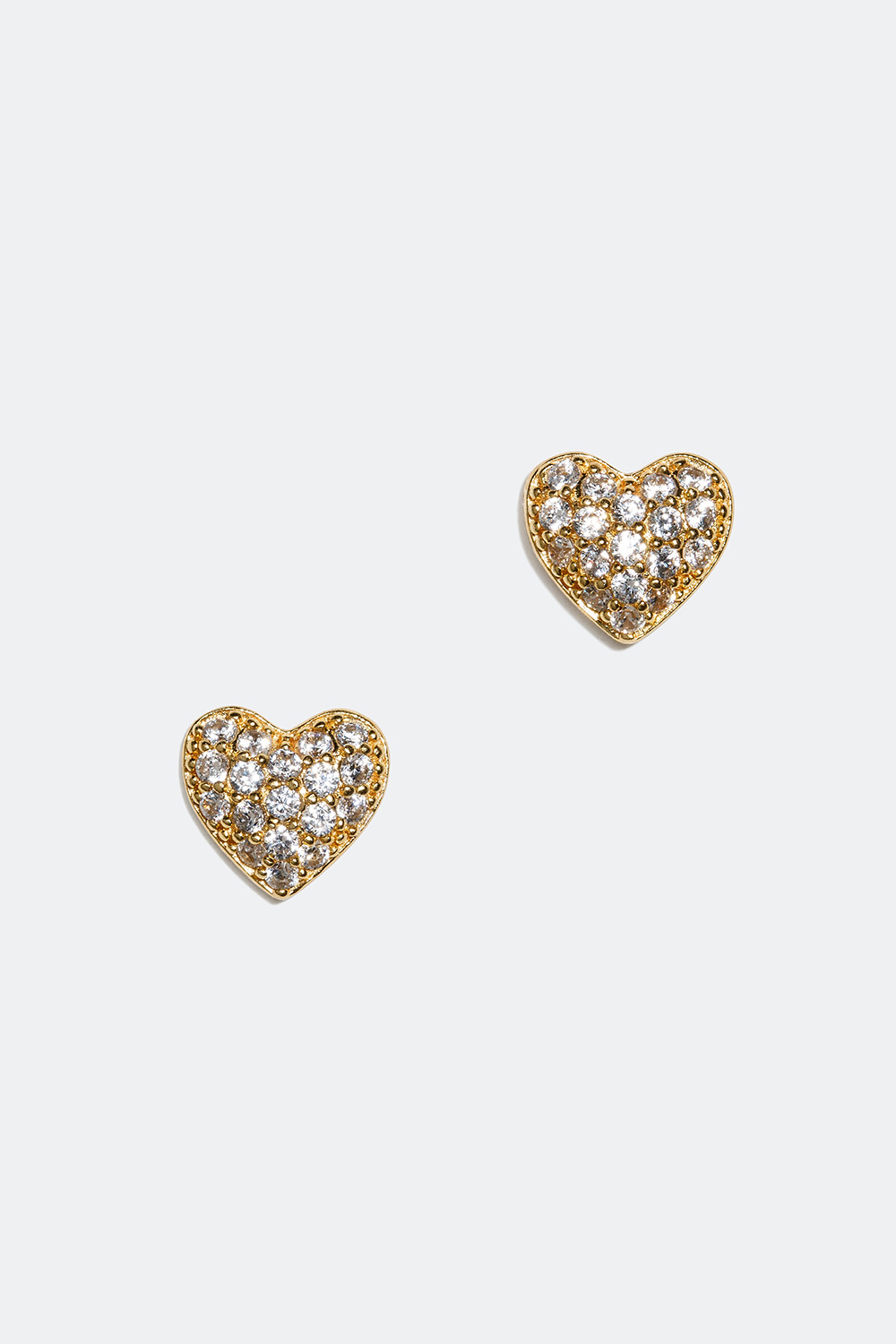 Sydämenmuotoiset nappikorvakorut, joissa 18 karaatin kultaus ja Cubic Zirkonia- kiviä ryhmässä 18 karaatin kullattua hopeaa / Korvakorut 18 karaatin kulta @ Glitter (553002120202)