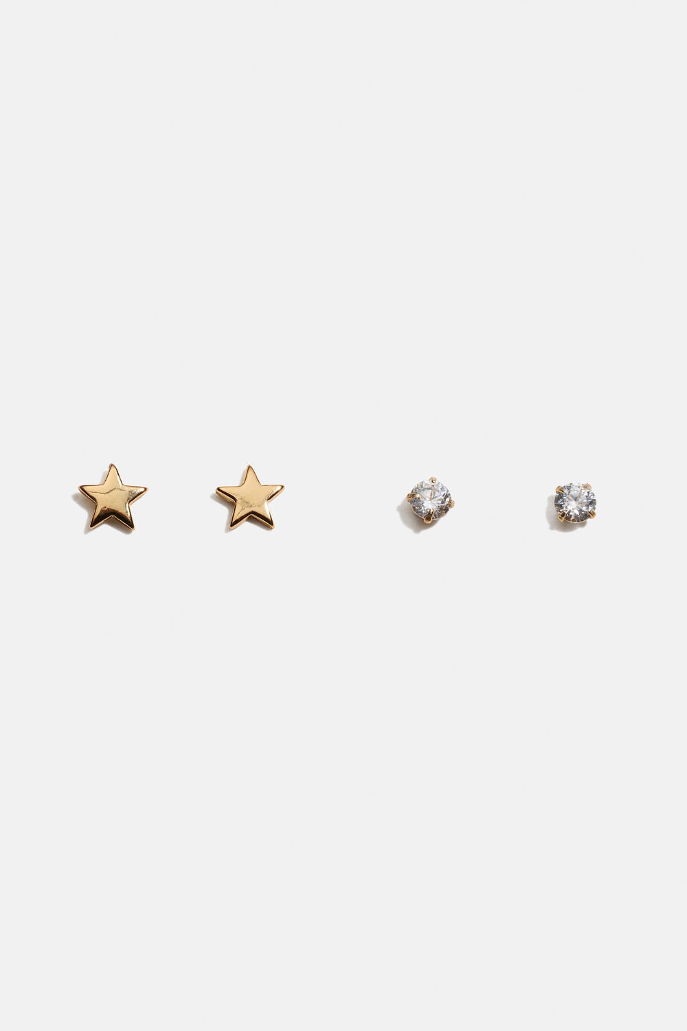 Aidot 18k kullatut hopeanappikorvakorut, joissa tähtiä ja Cubic zirconia -kiviä, 2 paria ryhmässä 18 karaatin kullattua hopeaa / Korvakorut 18 karaatin kulta @ Glitter (553004662002)