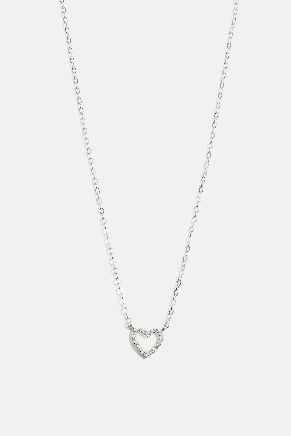Aidosta hopeasta valmistettu kaulakoru, jossa sydänriipus ja Cubic zirconia ryhmässä Aitoa Hopeaa / Hopeiset kaulakorut / Kaulakorut riipuksella @ Glitter (554001351001)