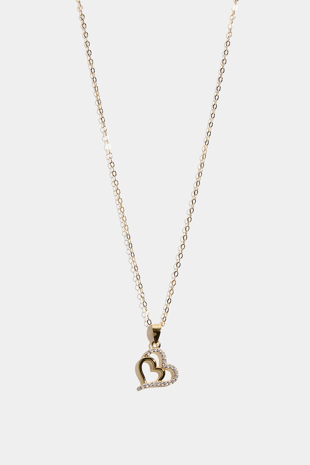 Aidosta 18k kullatusta hopeasta valmistettu kaulakoru, jossa yuplasydän ja Cubic Zirconia -kiviä ryhmässä Korut / Kaulakorut / Kaulakorut riipuksella @ Glitter (554001442002)