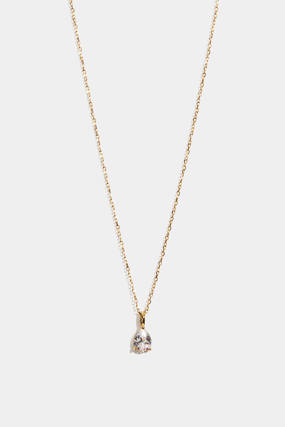 Kaulakoru 18k kullalla kullattua hopeaa ja pisaran muotoinen Cubic Zirconia -riipus ryhmässä Kullattu aito hopea / Kullatut kaulaketjut @ Glitter (554004372002)