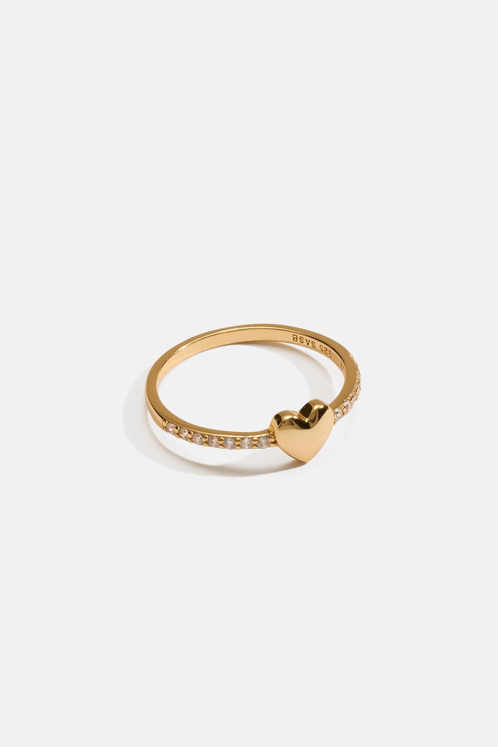 Aito 18k kullattu hopeasormus, jossa pieni sydän ja Cubic zirconia -kiviä ryhmässä Store week / @ Glitter (5560009620)