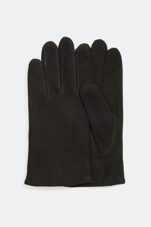 Black suede leather gloves