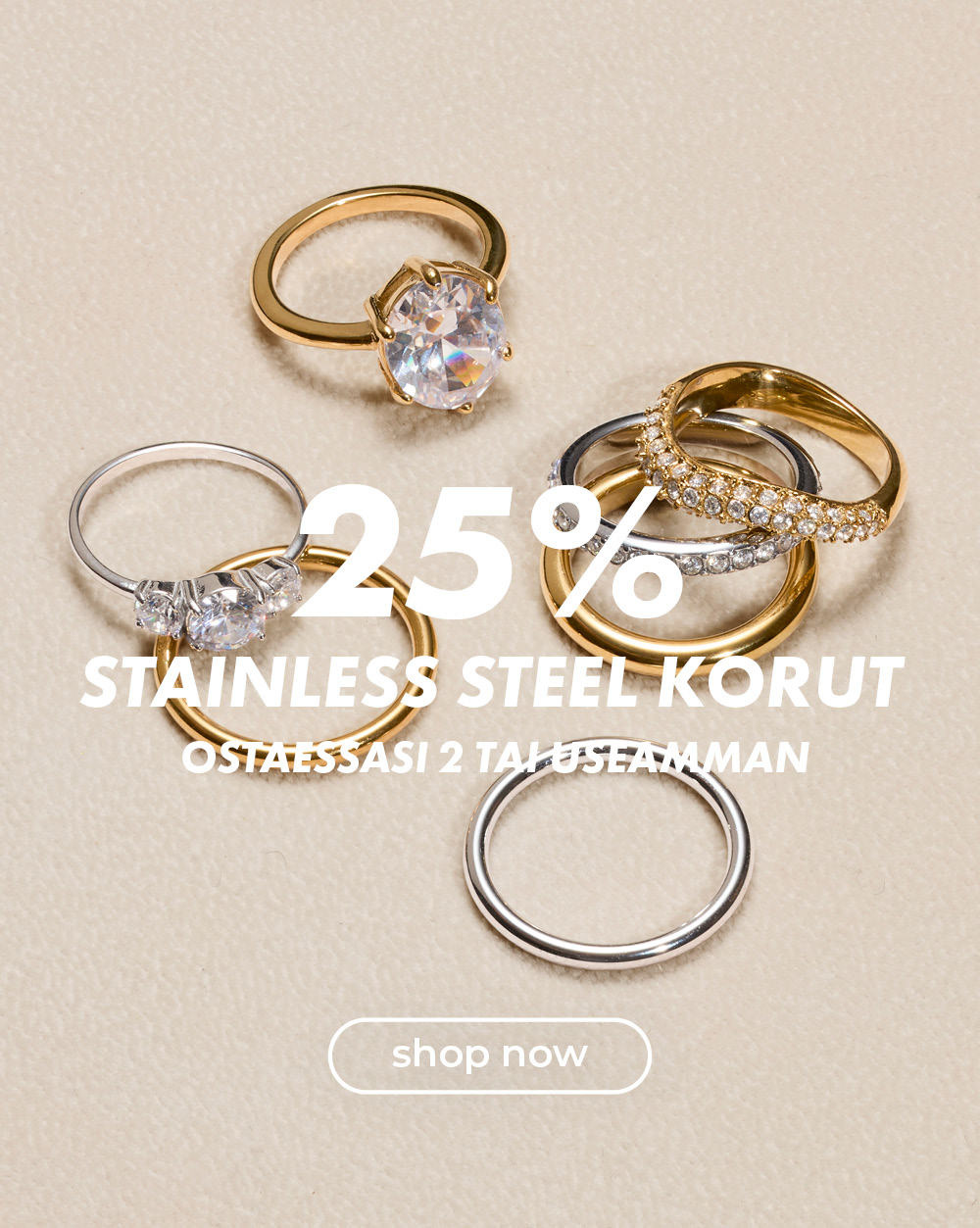 25% stainless steel korut- ostaessasi 2 tai useamman