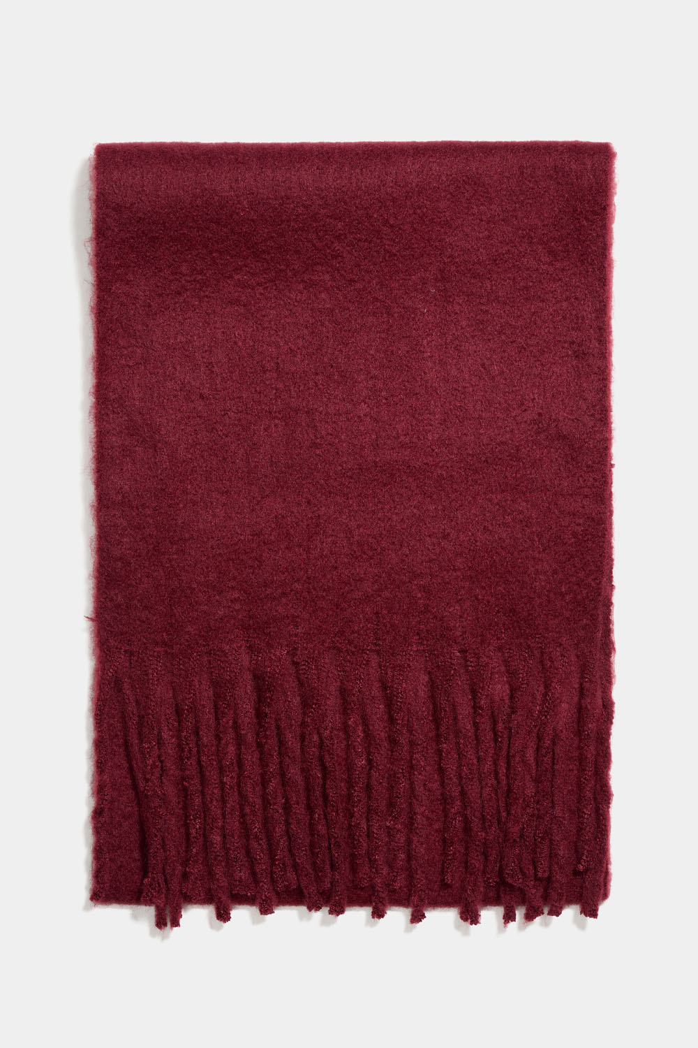 Suuri, viininpunainen harjattu kaulahuivi